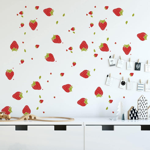 Saomour 92 Strawberry Decor Pieces Stickers, PVC Material, Waterproof, Custom Style, Wall Stickers