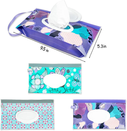 LOYMOK 3 Pack On-The-Go Wipes Dispenser,Baby Wipes Holder for Fresh Wipes,Portable Baby Wipes Case Reusable Travel Wet