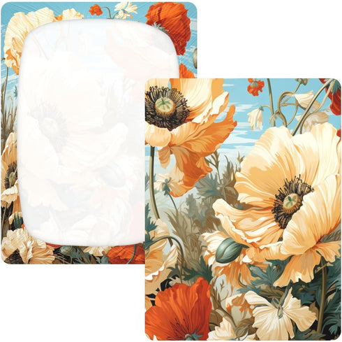 Bseiialft 52 28 Poppies Leaves Floral Crib Sheets for Boys Girls Soft and Breathable Cotton Baby Sheets for Standard