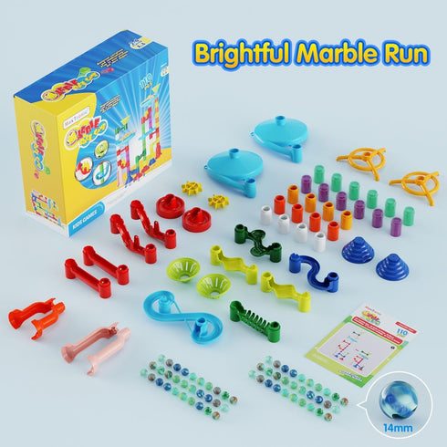 110pcs 60 3 4 5 6 7 8 Marble Run Toy, Marble Maze Kit STEM Educational Learning Toy for Kids, Mable Race Construction