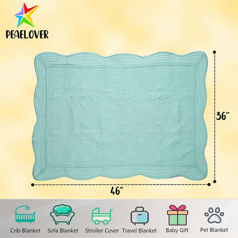 46x36 Inches PEACELOVER Embossed Neutral Baby Quilt Durable, Lightweight Baby Blankets Four Seasons for Personlized