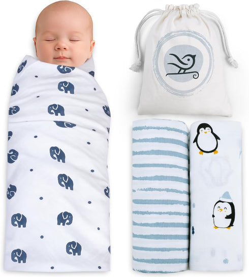 Baby Sparrow BabySparrow Muslin Swaddle Blankets 3-Pack Large 47x47 Cotton Baby Swaddles for Newborns,