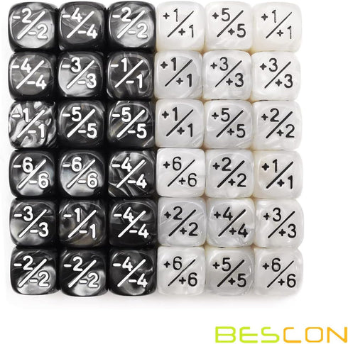 36pcs 12mm Positive and Negative Dice Counters Set, Small Token Dice for MTG, CCG, Card Games