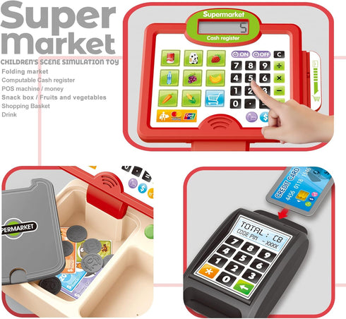 RedCrab Cash Register Toy for Kids,Toddler Store Pretend Plays Supermarket Calculator Cash Register Gift with Scanner