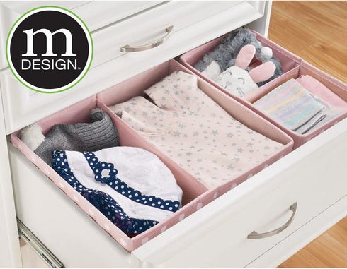 Closet, Set 2, 4 Pack, mDesign Fabric Drawer Organizer Bins, Kids/Baby Nursery Dresser, Shelf, Playroom Organization