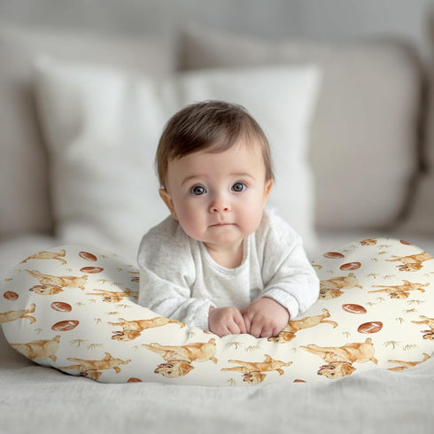 Wicbfdfv Cute Dogs American Football Nursing Pillow Cover Stretchy Removable for Baby Girls Boys Puppy Dog Baseball
