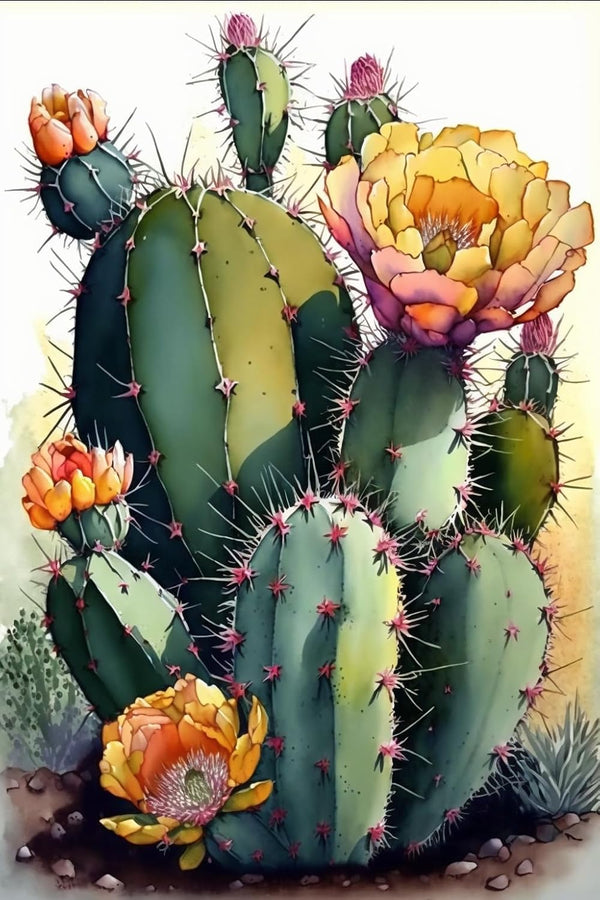1000 Piece Jigsaw Puzzle - Watercolour Plant Cactus Puzzle for Adults, Children, Elderly - Art DIY Educational Game Toy