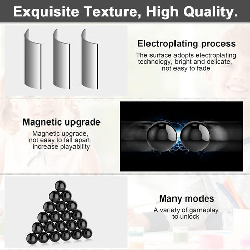 21Pcs Magnet Black Ball Fidget Toy, DIY Hematite Stones Toys for Adults, Science Kit for Anxiety Relief, Magnetic