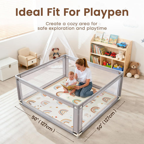 omedecal 50"50" 1.2" Tummy Baby Play Mat for Floor & Playpen, Thick High-density Foam Nursery Mat for Time, Soft Plush