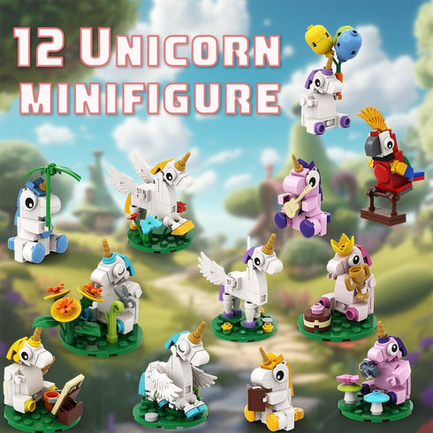 WISEPLAY Unicorn Building Block Set - 12 in 1 Unicorn Toys for Girls Age 6-8
