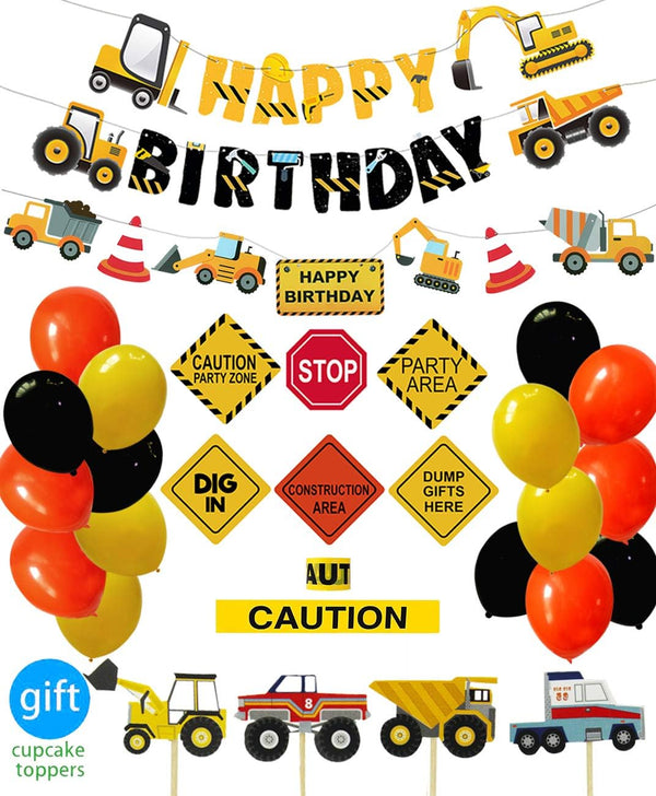 Construction Birthday Party Supplies, 51 Pack Dump Truck Party Decorations Kits for Kids