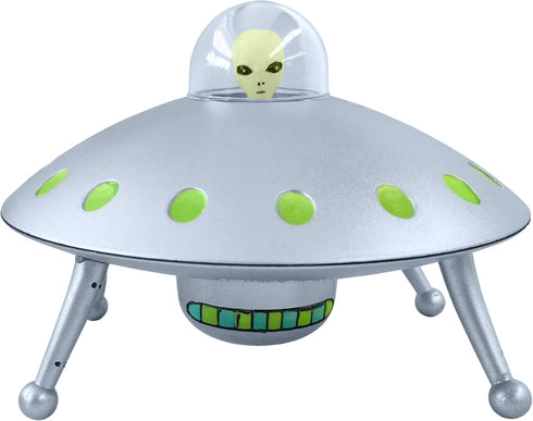 Off the Wall Toys Alien Glow-in-The-Dark UFO Space Ship with Bendable Action Figure Toy