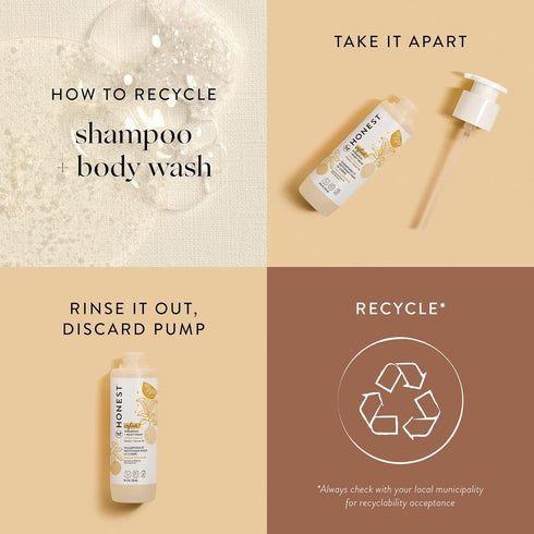 The Honest Company 2-in-1 Cleansing Shampoo + Body Wash, 18 fl oz, Gentle for Baby, Naturally Derived, Tear-free
