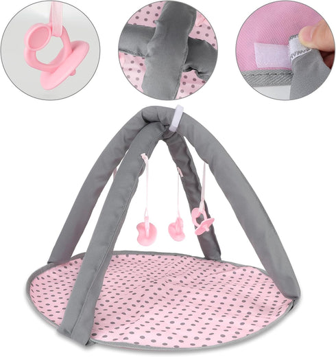 Set deAO Baby Doll Stroller Crib Bed Nursery Role Play Baby Doll with Accessories and Play Mat,Travel