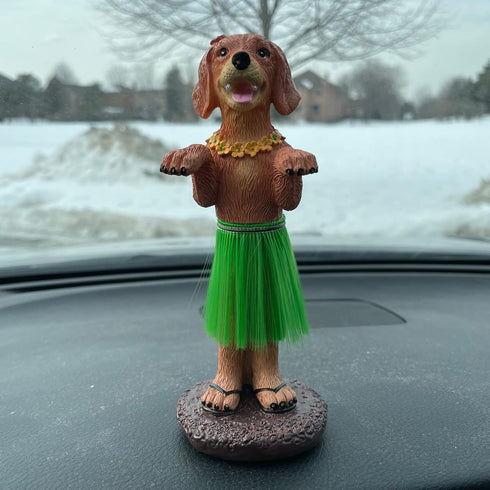 Franchise Figurine Company Hula Dog Dashboard Doll - Bobblehead Car Accessories for Van Life & Beach Creations