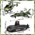 Playset 3-9 deAO Submarine Toy Army Men Action Figures with Military Vehicles - Helicopter, Boat, Aircraft for Boys Age