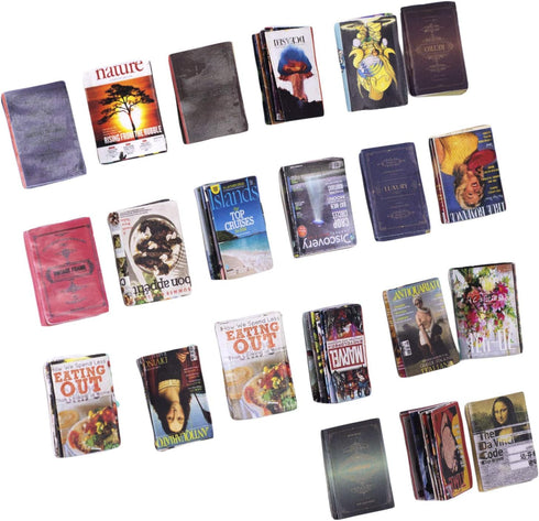 Dollhouse Miniatures Magazine Books, Mini Books Model Accessories 1:12 Scale for DIY Puzzle Project