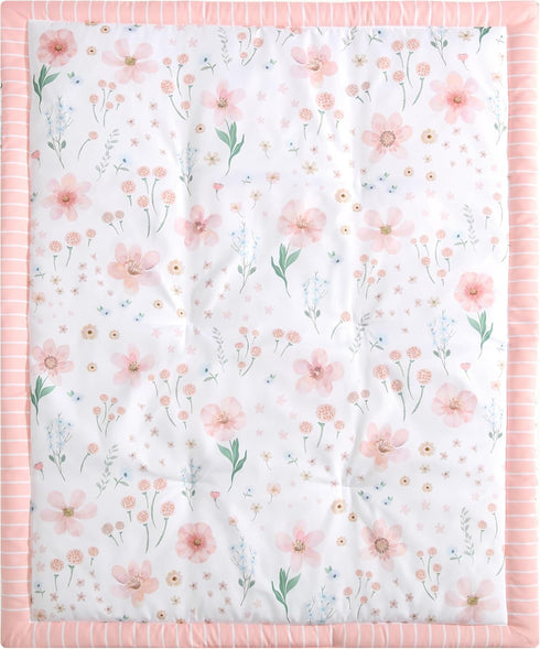 The Homistry 3-Piece Set Set The Hmistry Crib Bedding for Girls - Reversible Quilt, Fitted Sheet, Crib Skirt - Soft