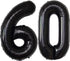 Black 60 Number Balloons, Giant Jumbo Foil Mylar Helium Balloons, Party Decoration Supplies for 60th Birthday