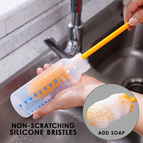 Purtribe (1 Pack, Silicone Bottle Brush, Water Bottle Cleaner Brush with Long Handle, Perfect for Cleaning Narrow Neck