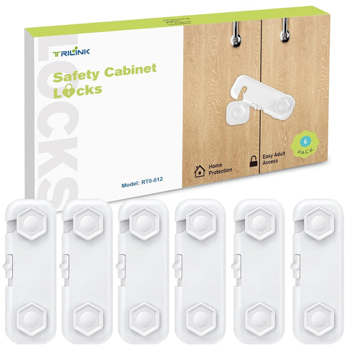 6 Pack Fridge Locks for Kids, Cabinet Locks Baby Proofing, Child Proof Refrigerator Lock for Safety, Baby Locks for