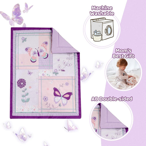 Set 3 Set, Set Wowelife Crib Bedding for Girls, Pieces Floral Butterfly Baby Girl Bedding Include Crib Comforter Fitted