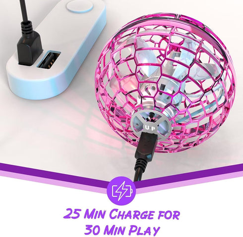 6 7 8 9 10+ ATHLERIA Pink Flying Orb Ball Toys,Hand Operated Drones for Kids,Cool Gadgets Light Up Cosmic Globe