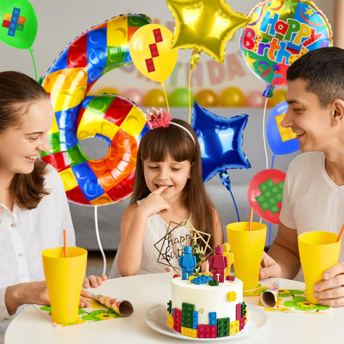 40 Inch Building Block Number Balloon, Colorful Number Block Foil Balloons, Large Big Numbers Helium Balloon for Girls