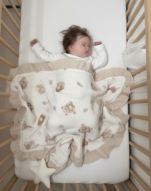 52 52 Inches, Muslin Ruffled Baby Blanket, Extra Large x Soft Breathable Cotton Crib Blanket for Newborn Infant Toddler
