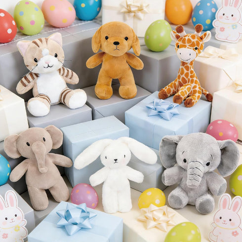 6 8 Inch Set Pcs Stuffed Animals Bulk, Small Stuffed Safari Animals, Zoo Stuffed Animals (Cat Dog Elephants Giraffe