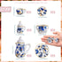 Geiserailie 2 Set Miniature Porcelain Tea Cup, 30 Pieces Dollhouse Kitchen Accessories with Golden Trim