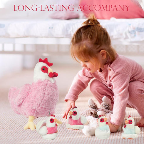 9 1 Set, in Chicken Stuffed Animal Zippered Stuffed Chicken Plush Toys for Kids Egg Laying Hen with Coop, Plush