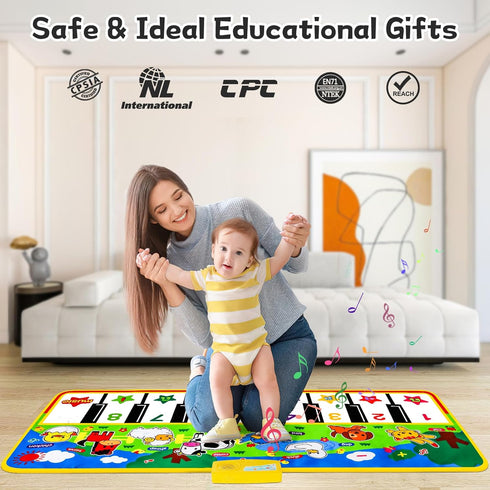 53" 23" 8 1 2 3 4 5 6 Piano Mat - x Musical Mat Animals Sounds Dance Mat for Kids Touch Play Dancing Mat Toy Gifts