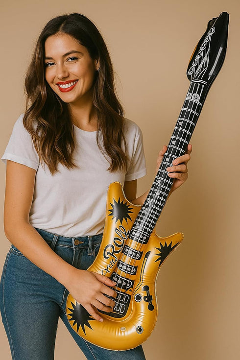 (40 Inches) 80s (3 Pack)), Zugar Land Gold Rock-n-Roll Inflatable Guitar Vinyl. Perfect Party Favor, DJ Dance Rocker