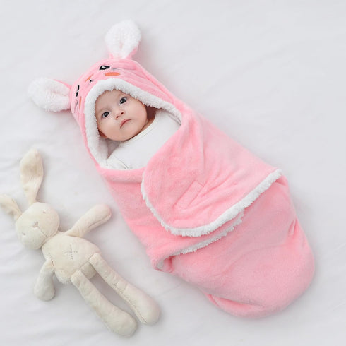 0-6Months 3-6Months) Winmany Baby Hooded Fleece Swaddle Blanket Newborn Fannel Cartoon Receiving Blanket Soft Plush