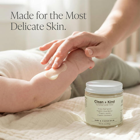 4 oz Organic Diaper Balm Baby Diaper Rash Cream Soothes & Protects Sensitive Skin with Grass-Fed Tallow, Shea Butter