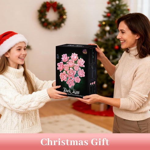 Set, Pink Roses Flower Bouquet Building Artificial Flowers Botanical Collection Compatible with Lego Flowers for Adults