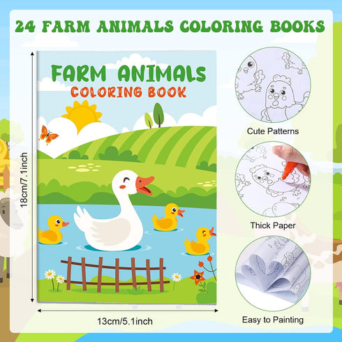 24 24 Funrous Pcs Farm Animal Coloring Books with Stacking Crayons Party Favors Holiday Activity Coloring Books Rainbow