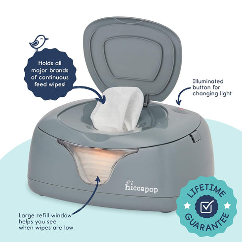 hiccapop Baby Wipe Warmer and Wet Wipes Dispenser, Diaper Wipe Warmer with Changing Light