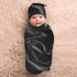 DDTKLSNV Newborn Swaddle Blanket with Beanie Hat Set,Black Silk Wrinkle Newborn Receiving Blankets