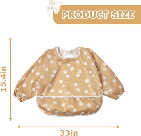 Pack 2 Little Dimsum Baby Bib with Pocket Waterproof Toddler Bibs Infant Feeding Bibs for Boys and Girls, of Colors