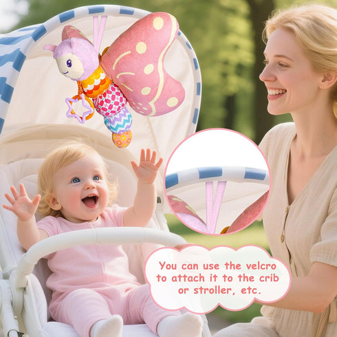 VOILBTOY 0-6 Ring,Tummy 0-3-6-12 Baby Toys Months,Infant Musical Sensory Stuffed Animal with Squeaker,Rattle,Crinkle