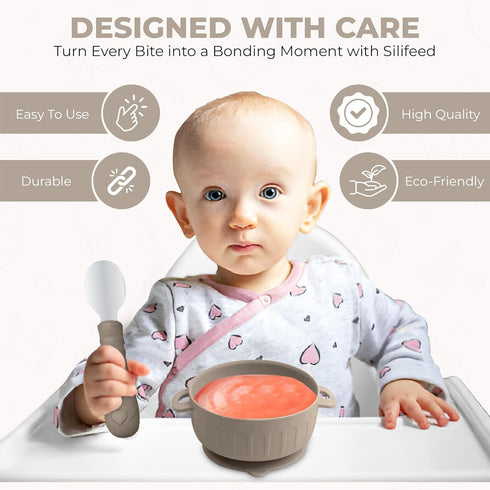 Generic Set SiliFeed Silicone Baby Feeding Durable, Non-Toxic Mealtime Kit with Suction Bowl, Bib, Placemat, and Soft