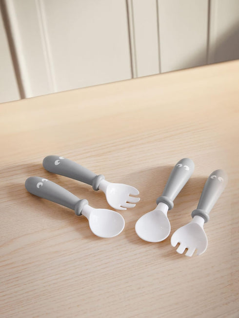 BabyBjoern Baby Spoon and Fork, 4 pcs, Gray by BabyBjrn