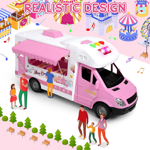 3-5 3 Playset 3 4 5 choopheme Ice Cream Trucks Toys for Toddlers with Different Flashing Lights & Sound