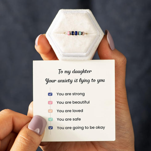 925 5 STORYJEWELLERY Daughter Ring, Sterling Silver Fidget Ring, Daughter Gifts, Anxiety Rings for Women, Birthday