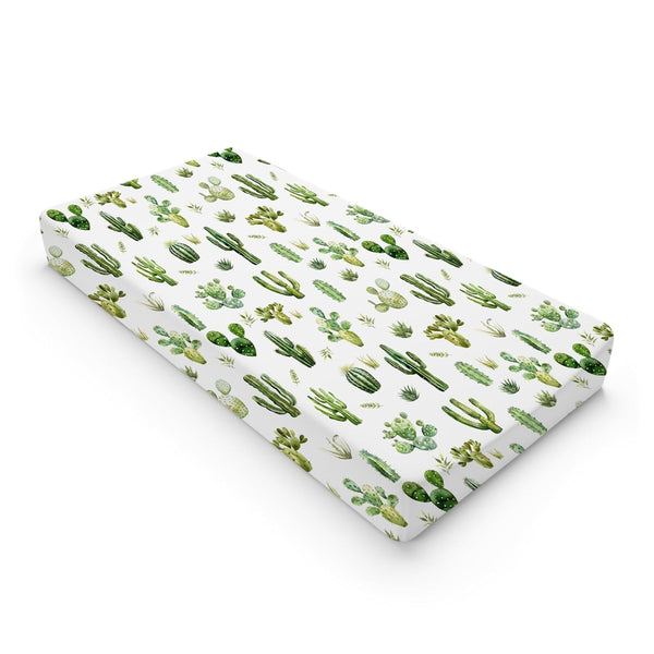 Watercolor Green Cactus Changing Pad Covers, Soft Breathable Fitted Baby Diaper Changing Table Mats 32''x16'' for Boys