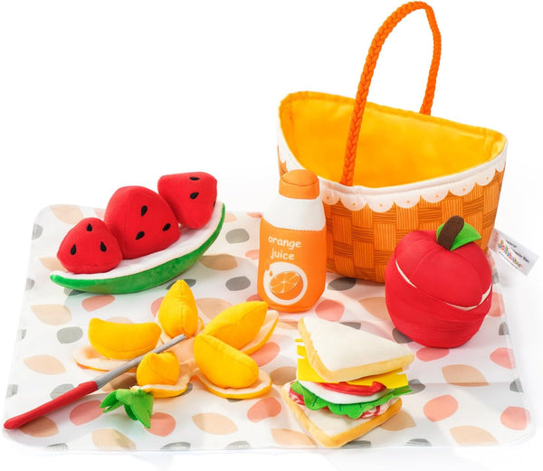Jollybaby Soft Picnic Basket Cutting Play Food Toys for Baby 6-12-36 Months,