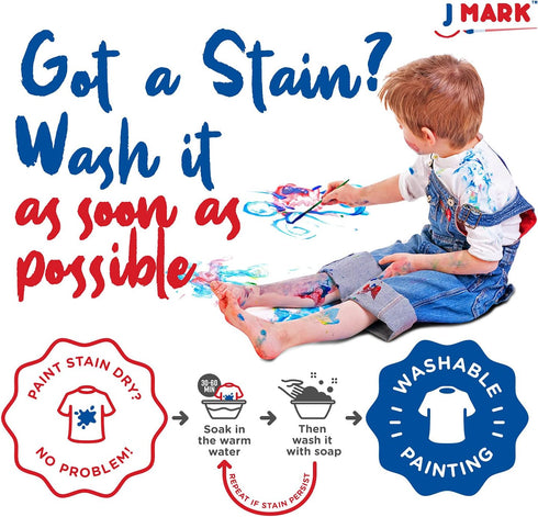 J MARK 38-Piece Toddler Paint Set, Includes Washable Tempera Paint, Art Smock, Brushes, and Painting Paper