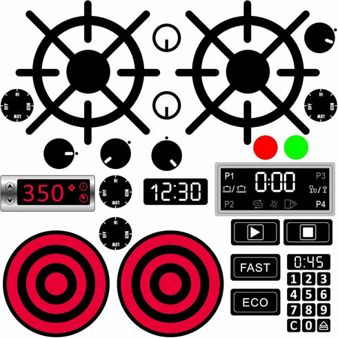 Play Kitchen Decals Stove Cooker Microwave Oven Stickers Vinyl Toy Stove Sticker